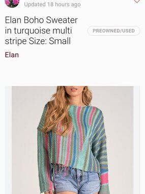 ELAN BOHO FRINGE SPRING SWEATER SMALL